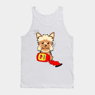 Naughty Yorkshire Terrier Spilled Ketchup Tank Top